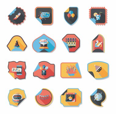 Doğum günü etiket düz afiş arka plan ayarlamak, eps10