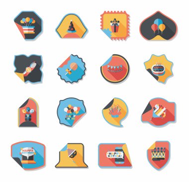 Doğum günü etiket düz afiş arka plan ayarlamak, eps10