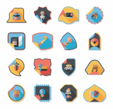 Doğum günü etiket düz afiş arka plan ayarlamak, eps10