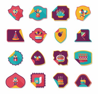 Doğum günü etiket düz afiş arka plan ayarlamak, eps10