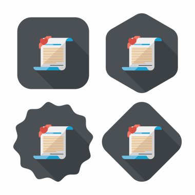 evlilik belge düz simgesi ile uzun gölge, eps10