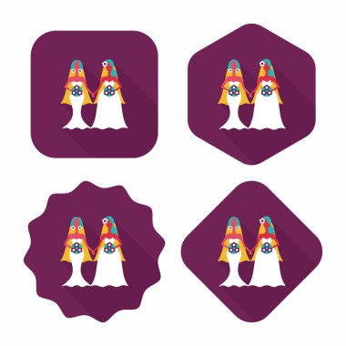 Düğün Çift düz simgesi ile uzun gölge, eps10