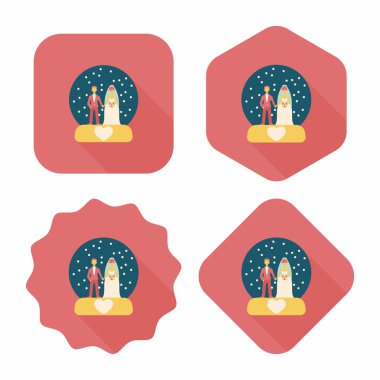 Düğün Çift düz simgesi ile uzun gölge, eps10