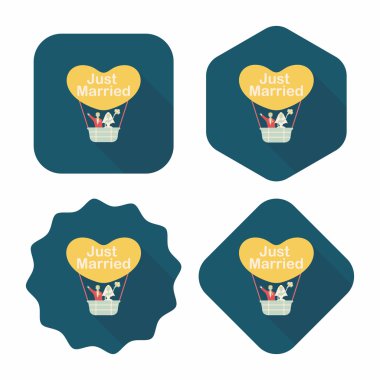 Düğün Çift düz simgesi ile uzun gölge, eps10