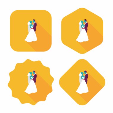 Düğün Çift düz simgesi ile uzun gölge, eps10