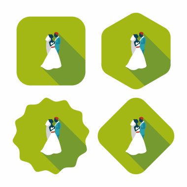 Düğün Çift düz simgesi ile uzun gölge, eps10