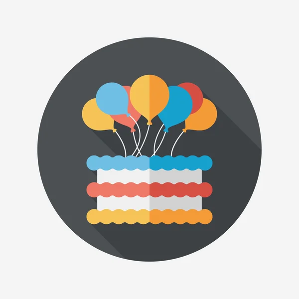 Торт на день народження плоский значок з довгою тінь, триває10 — стоковий вектор
