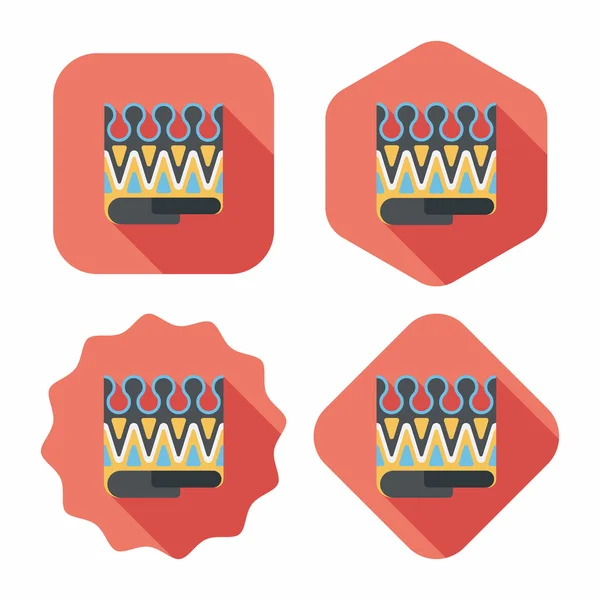 Anniversaire fête couronne icône plate avec ombre longue, eps10 — Image vectorielle