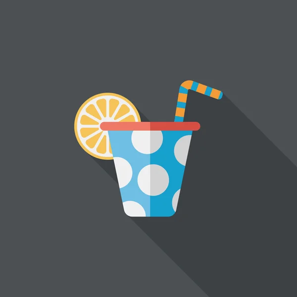 Anniversaire fête boisson plat icône avec longue ombre, eps10 — Image vectorielle