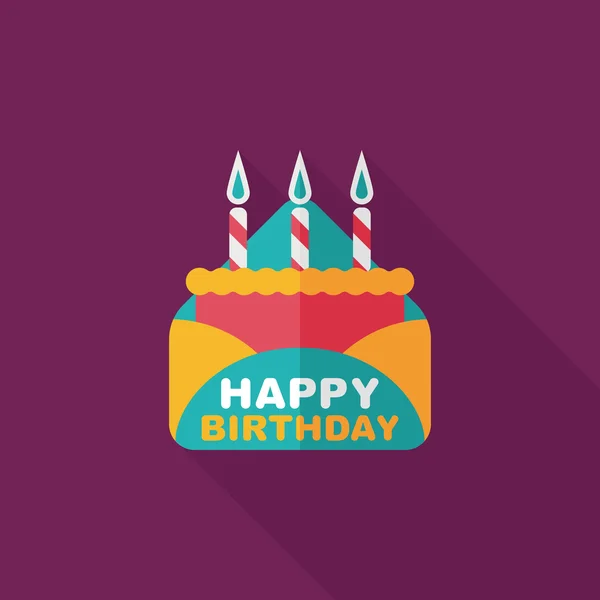 Carte d'anniversaire icône plate avec ombre longue, eps10 — Image vectorielle