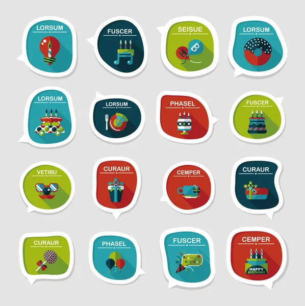 Doğum günü kabarcık konuşma afiş tasarım düz arka plan ayarlamak, eps10