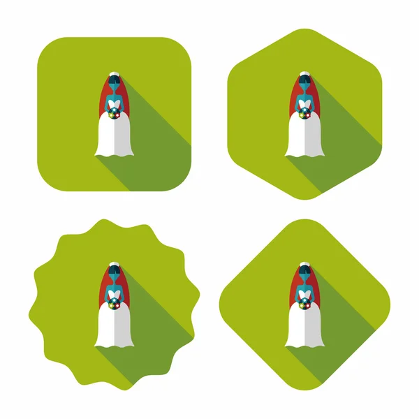 Novia de boda icono plano con sombra larga, eps10 — Vector de stock