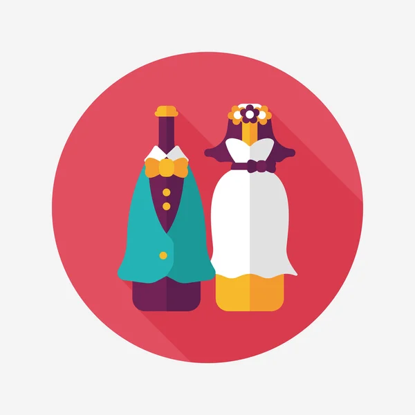 Pareja de boda icono plano con sombra larga, eps10 — Vector de stock