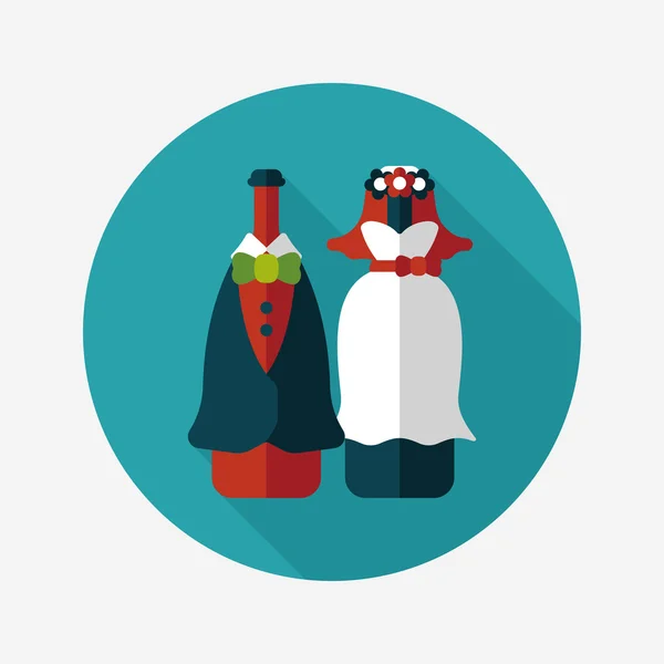 Pareja de boda icono plano con sombra larga, eps10 — Vector de stock