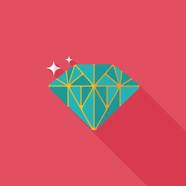 Proponer diamante icono plano con sombra larga, eps10 — Vector de stock