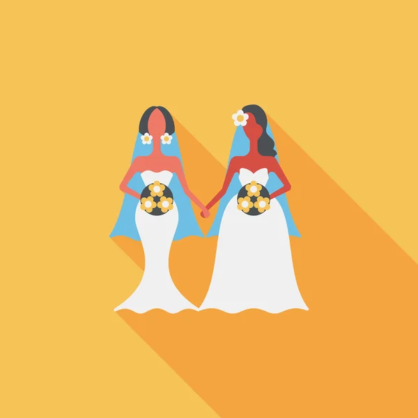 Pareja de boda icono plano con sombra larga, eps10 — Vector de stock