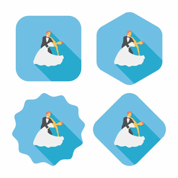 Wedding couple flat icon with long shadow,eps10 — Stock Vector