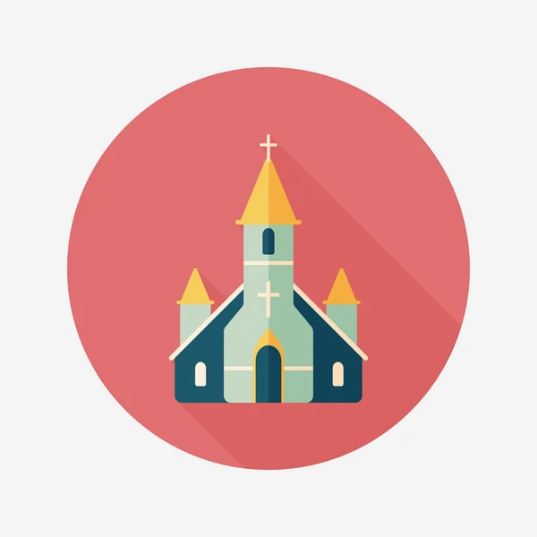 Iglesia de la boda icono plano con sombra larga, eps10 — Vector de stock