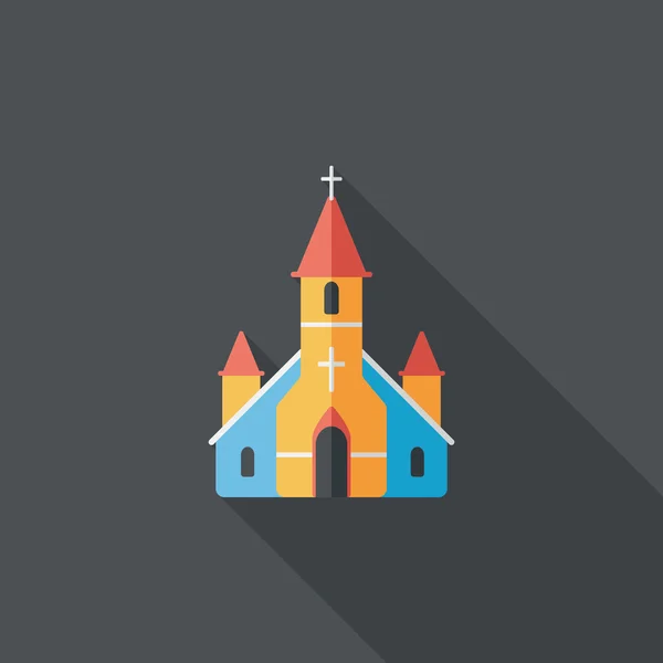 Bruiloft kerk platte pictogram met lange schaduw, eps10 — Stockvector