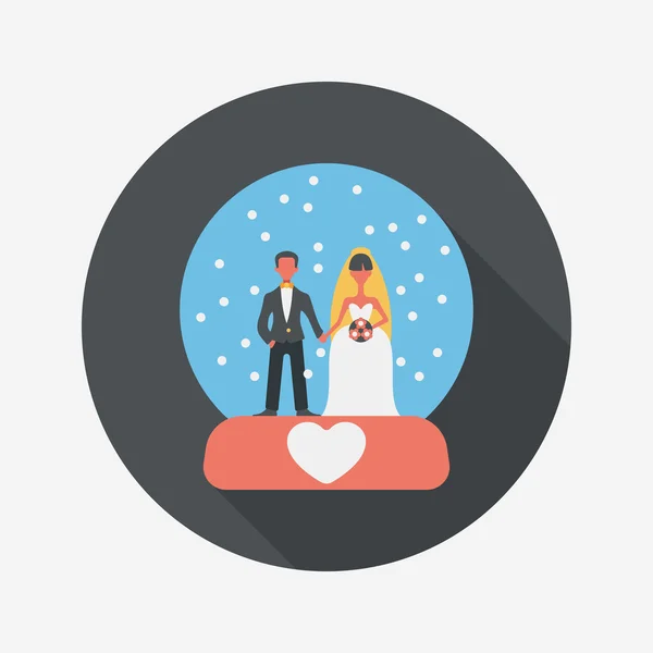 Pareja de boda icono plano con sombra larga, eps10 — Vector de stock