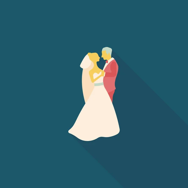 Pareja de boda icono plano con sombra larga, eps10 — Vector de stock