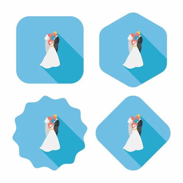 Wedding couple flat icon with long shadow,eps10 — Stock Vector