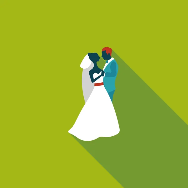 Pareja de boda icono plano con sombra larga, eps10 — Vector de stock