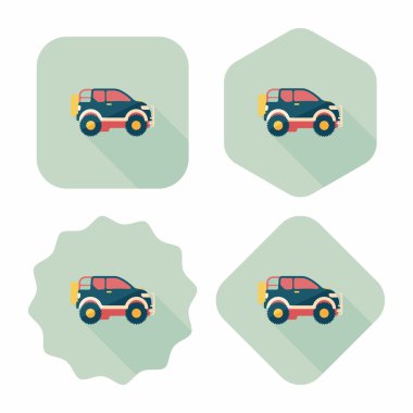 Uzun gölge ile ulaşım Spor Utility araç düz simgesi