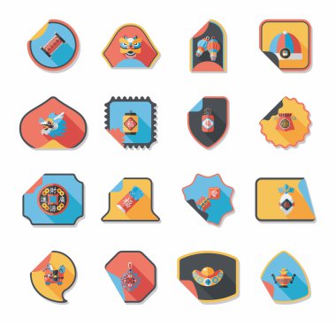 Çin yeni yılı etiket afiş tasarım düz arka plan, eps10