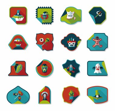 Cadılar Bayramı etiket afiş düz arka plan ayarlamak, eps10