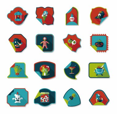 Cadılar Bayramı etiket afiş düz arka plan ayarlamak, eps10