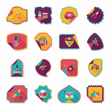 Evde beslenen hayvan etiketi düz afiş tasarım arka plan ayarlamak, eps10