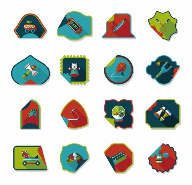 Oyuncak etiket düz afiş arka plan ayarlamak, eps10