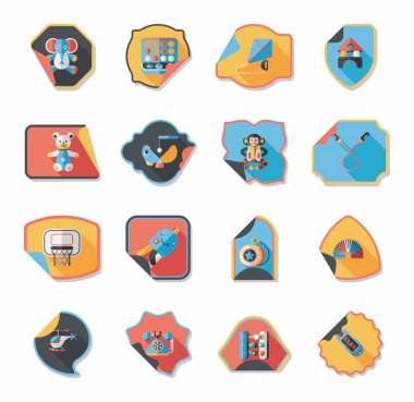 Oyuncak etiket düz afiş arka plan ayarlamak, eps10