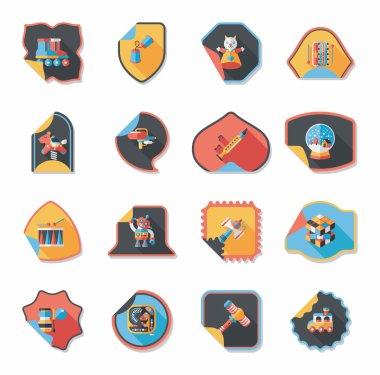 Oyuncak etiket düz afiş arka plan ayarlamak, eps10