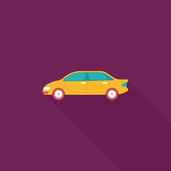 Transporte coche icono plano con sombra larga, eps10 — Vector de stock