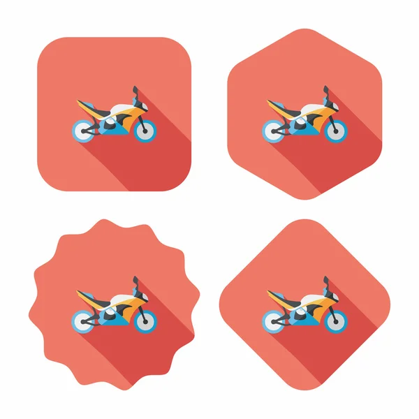 Transporte motocicleta icono plano con sombra larga, eps10 — Vector de stock