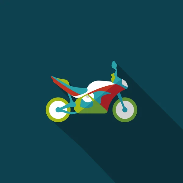 Transporte motocicleta icono plano con sombra larga, eps10 — Vector de stock