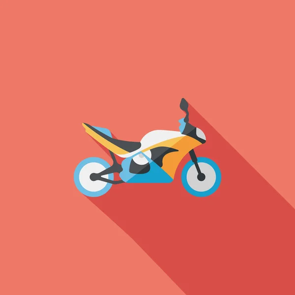Uzun Gölge, eps10 ile ulaşım motosiklet düz simgesi — Stok Vektör