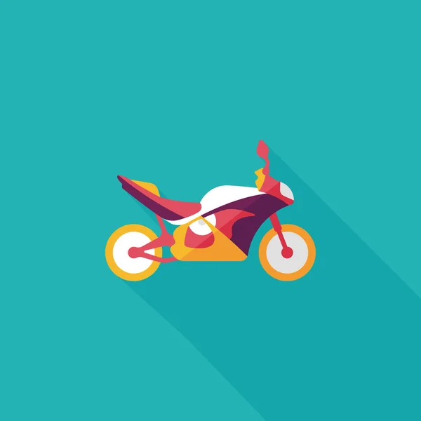 Icône plate de moto de transport avec ombre longue, eps10 — Image vectorielle
