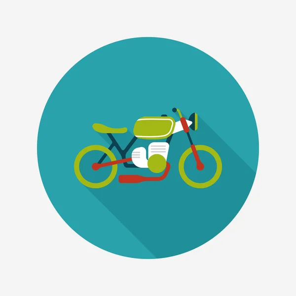 Icône plate de moto de transport avec ombre longue, eps10 — Image vectorielle