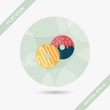 Donut düz simgesi ile uzun gölge, eps10