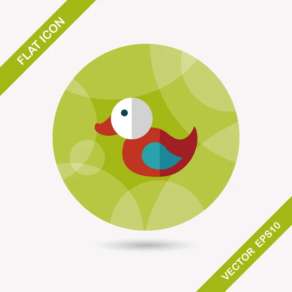 Pato juguete icono plano con sombra larga, eps 10 — Vector de stock