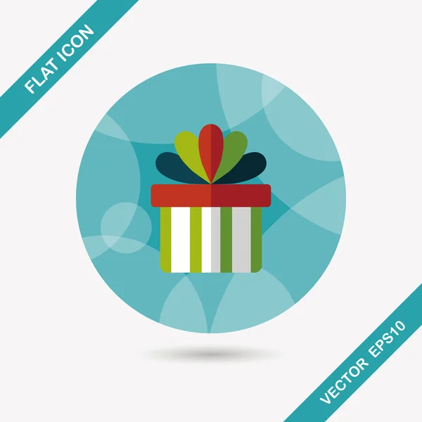 Gift flat icon with long shadow, eps10 — стоковый вектор