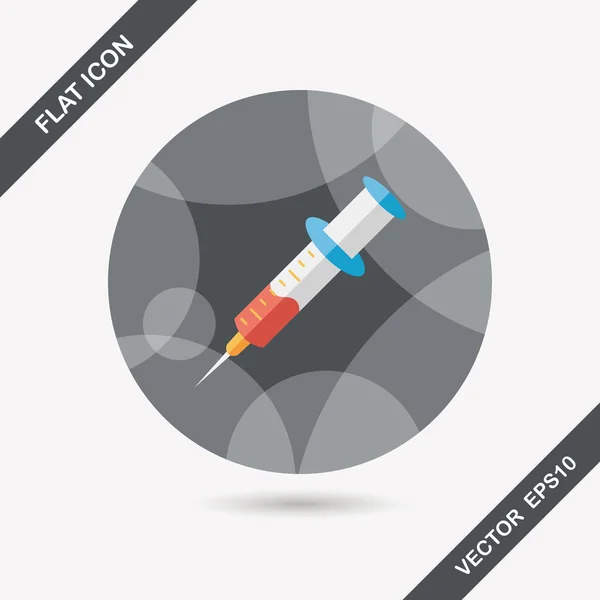 Syringe flat icon with long shadow — Stock Vector