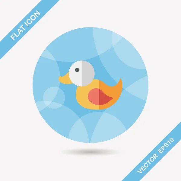 Pato juguete icono plano con sombra larga, eps 10 — Vector de stock