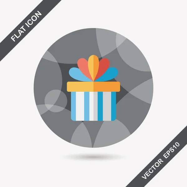 Gift flat icon with long shadow, eps10 — стоковый вектор