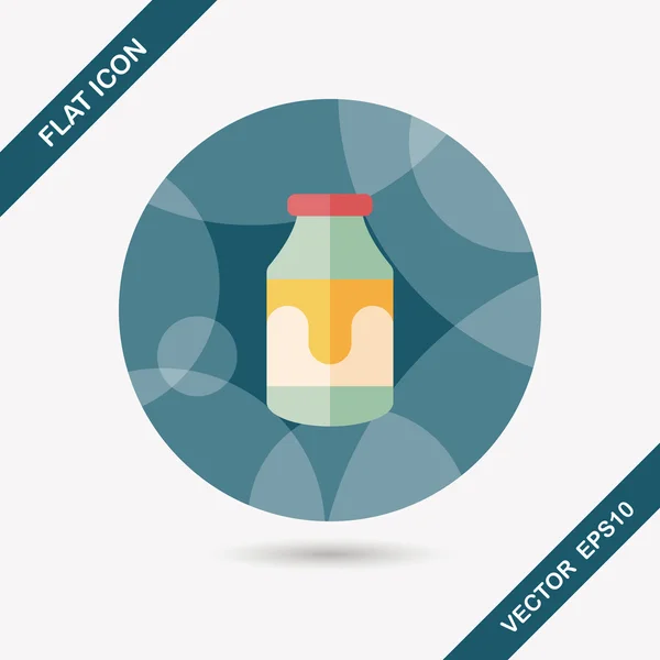 Icône plate de lait avec ombre longue, eps10 — Image vectorielle
