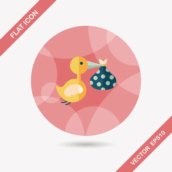 Vogel en baby platte pictogram met lange schaduw, eps10 — Stockvector