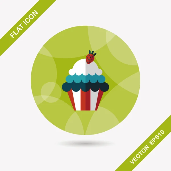 Cupcake platte pictogram met lange schaduw, eps10 — Stockvector